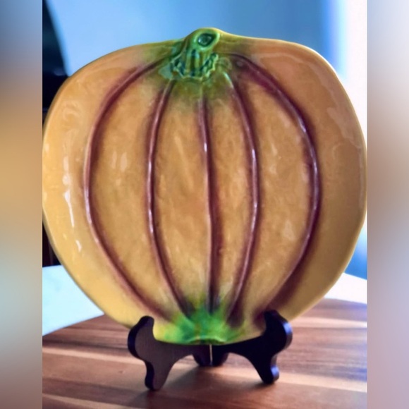 Olfaire Portugal Glazed Ceramic Pumpkin Serving Dish, Fall-Autumn,Thanksgiving - Picture 1 of 7